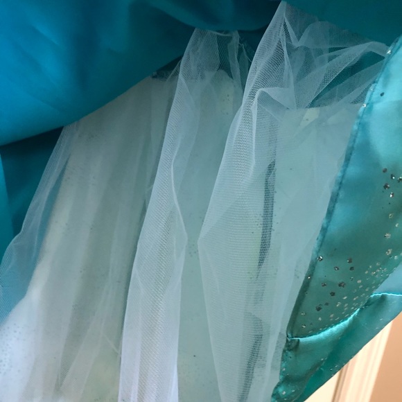 Prom dress turquoise sparkle tulle NWT junior Sz 3-4 - Picture 4 of 7